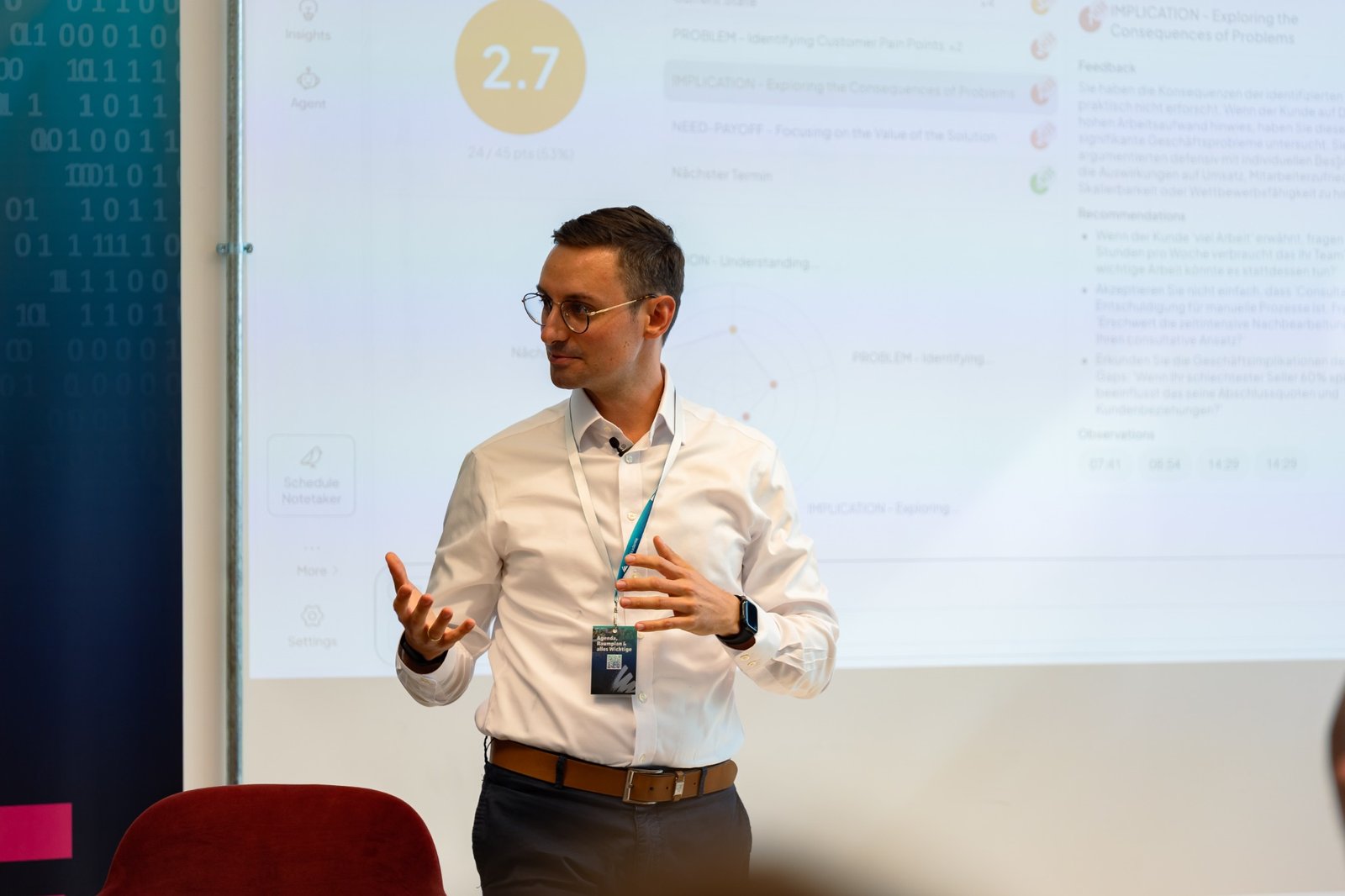 Gerald Zankl explaining a practical use of AI in sales